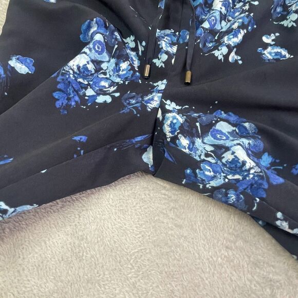 Coldwater Creek Floral Navy Ankle Pants Sz Large Petite Vacation Workwear Beach - Picture 6 of 16